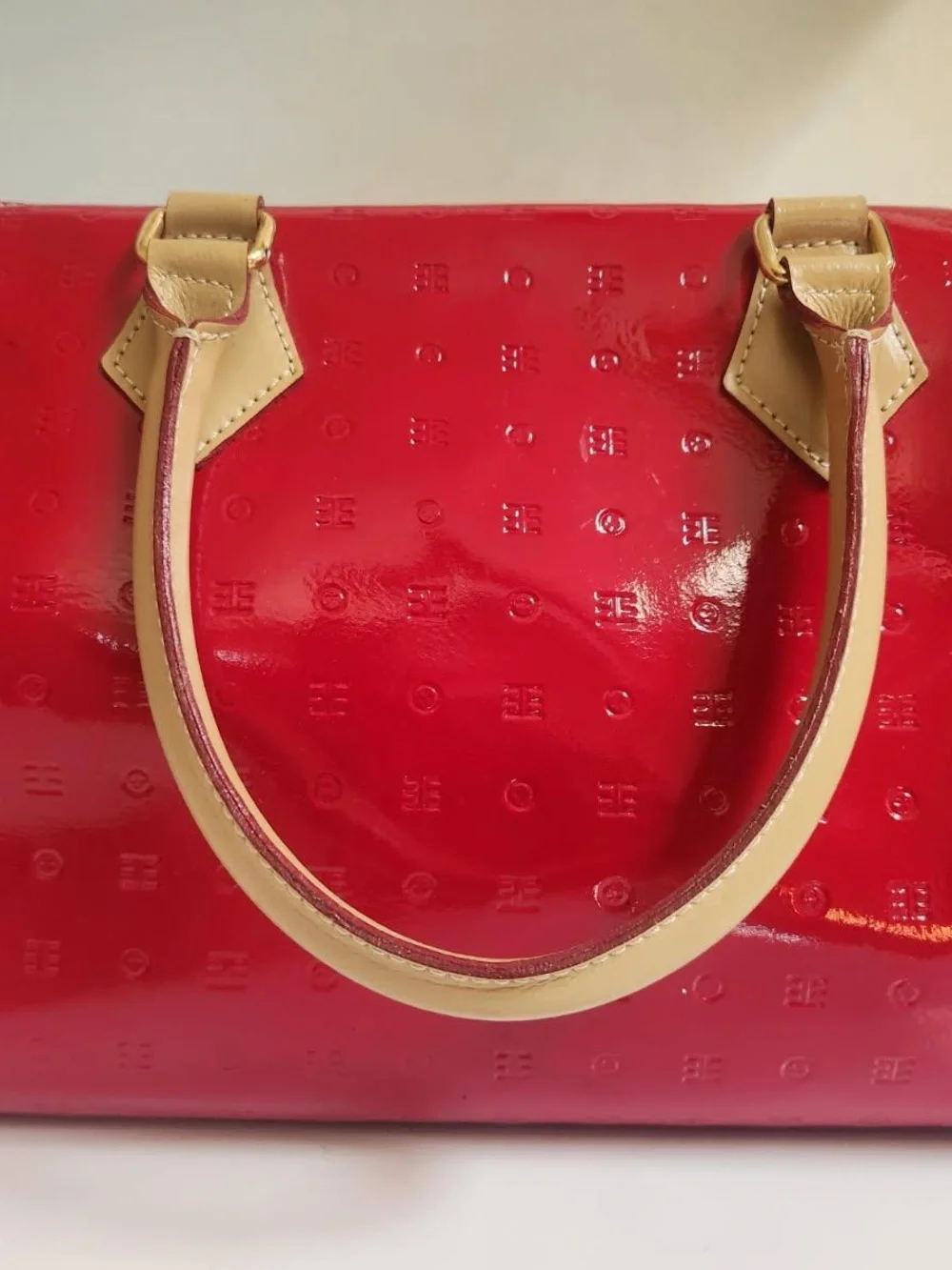 ARCADIA Classic Red Embossed Patent Leather Gateway XL Weekender Bag